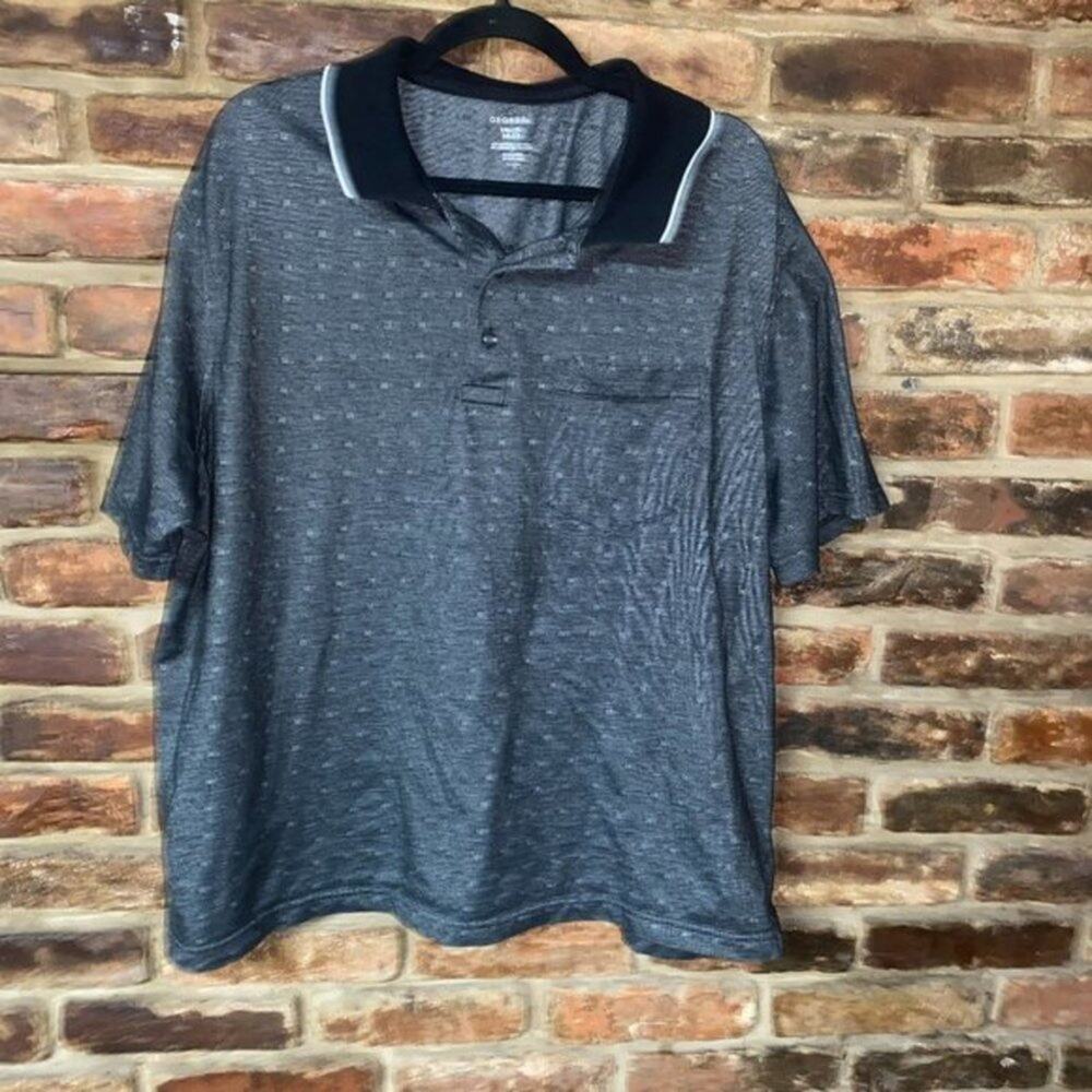 George Black Gray Printed Short Sleeve Polo Shirt Men's Size 2XL 50-52